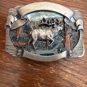 Vintage 1987 CJ Inc. Moose Pewter Belt Buckle – Made in USA